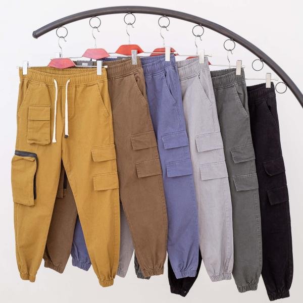 بنطلون كارجو رجالي بجيوب جانبية وخامة ناعمة مطاطة من DH Wear