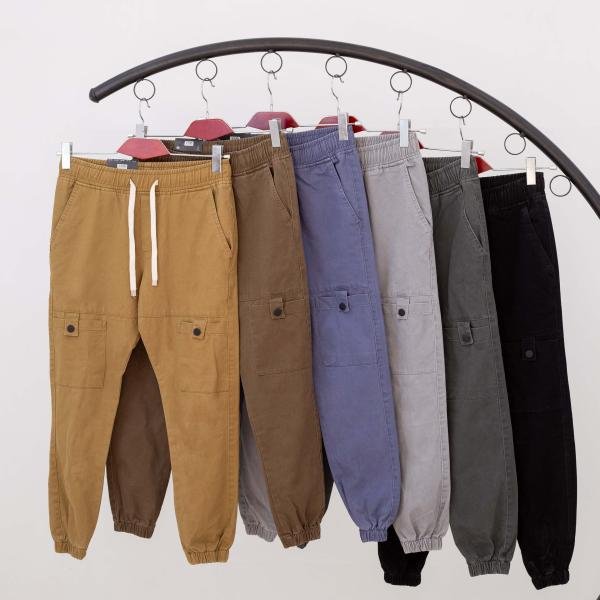 بنطلون كارجو رجالي بجيوب جانبية وخامة ناعمة مطاطة من DH Wear